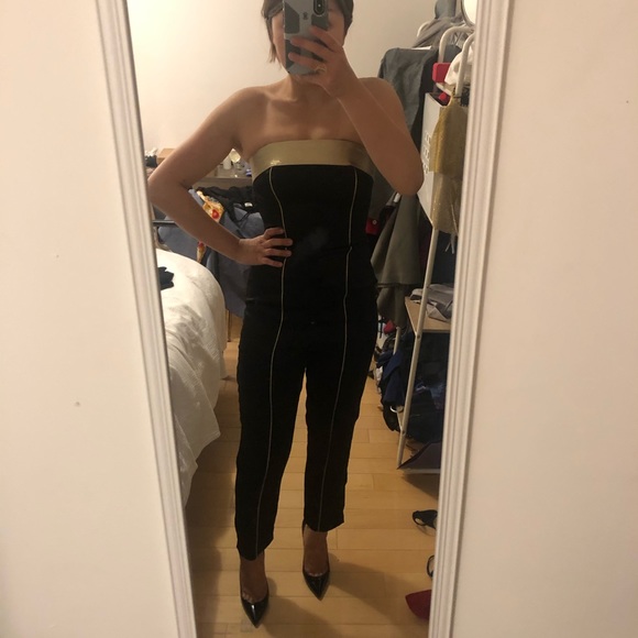 A.B.S by Allen Schwartz black gold jumpsuit - Picture 6 of 11